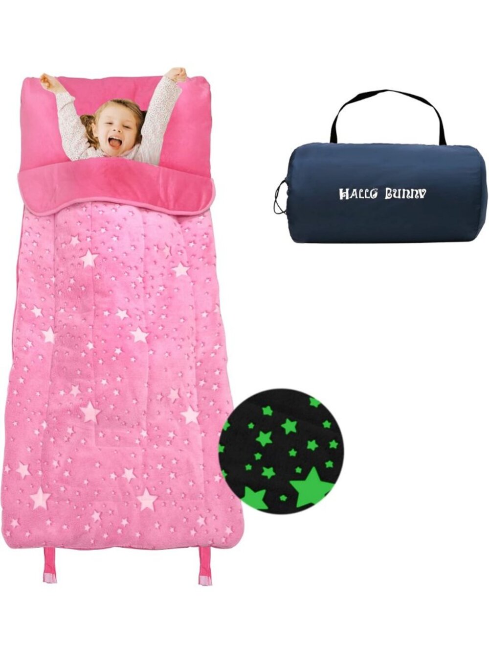 Cozy Glow-in-the-Dark Kids Sleeping Bag with Pillow - Perfect for Sleepovers